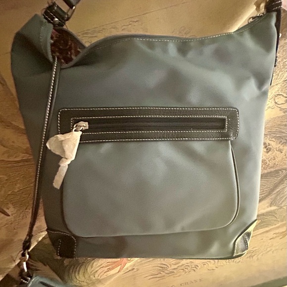 New Maxx New York Multi Purpose Steel Blue Bag with Pouch Nylon & Leather - Picture 3 of 7